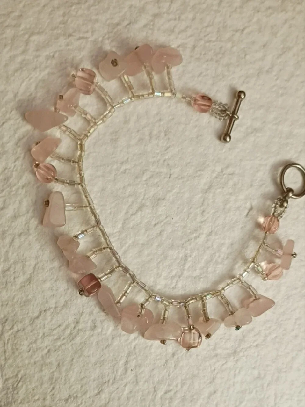 Delicate Rose Quartz Beaded Bracelet - Women Jewelry